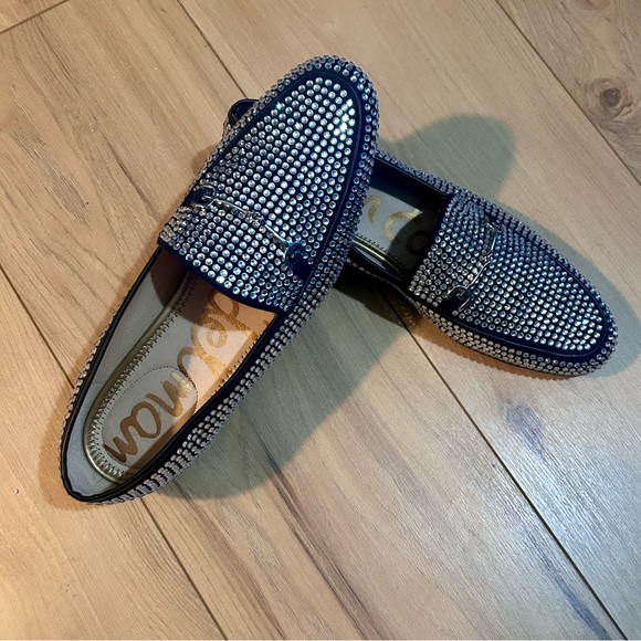 Edgy Black and Silver Rhinestone Loafers - Picture 6 of 11